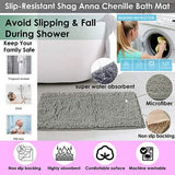 Slip-Resistant Shag Anna Chenille Soft Absorbent Bath Mat Bathroom Rug 17" x 24"