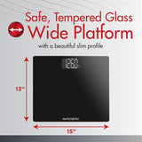 SmartHeart Wide Platform Digital Scale, Up to 551 lbs, Black