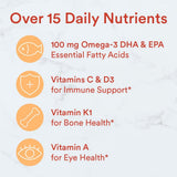 SmartyPants Kids Multivitamin Gummies: Omega 3 Fish Oil (EPA/DHA), Vitamin D3, C, Vitamin B12, B6, A, K & Zinc for Immune Support, Biotin, Gluten Free, Three Fruit Flavors, 120 Count (30 Day Supply)