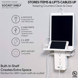 Socket Shelf 8 Port Surge Protector Wall Outlet, 6 Electrical Outlet Extenders, 2 USB Charging Ports