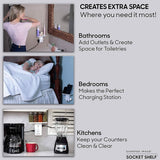 Socket Shelf 8 Port Surge Protector Wall Outlet, 6 Electrical Outlet Extenders, 2 USB Charging Ports