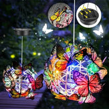 Solar Butterfly Wind Chime Lights, Garden Hanging Decor Lighting Fixture