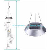 Solar Color Changing LED Hummingbird Wind Chimes Light Tubes Bells Lamp Outdoor