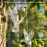 Solar Color Changing LED Hummingbird Wind Chimes Light Tubes Bells Lamp Outdoor