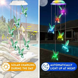 Solar Hummingbird Wind Chimes, Color Changing Solar Wind Chimes