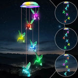 Solar Hummingbird Wind Chimes, Color Changing Solar Wind Chimes