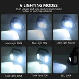 Solar Portable Flashlight & Handheld Searchlight with Side Lights