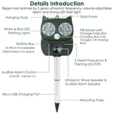 Solar Powered Ultrasonic Animal Repeller PIR Motion Sensor