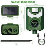 Solar Ultrasonic Animal Repeller with Flame Light USB Charge Motion Sensor