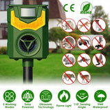 Solar Ultrasonic Animal Repeller with Flame Light USB Charge Motion Sensor