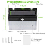 Solar Wall Light Outdoor 206 LEDs PIR Motion Sensor Lamp