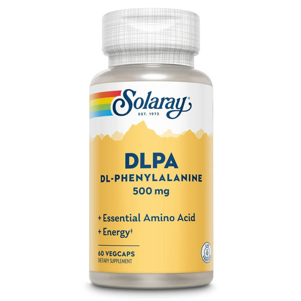SOLARAY DL-Phenylalanine, 500mg | 50-50 Blend of Essential Amino Acids for Nervous System, Mood & Energy Support | 60 VegCaps