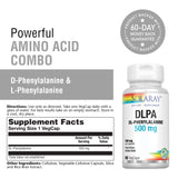 SOLARAY DL-Phenylalanine, 500mg | 50-50 Blend of Essential Amino Acids for Nervous System, Mood & Energy Support | 60 VegCaps