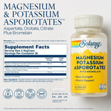 Solaray Magnesium and Potassium Asporotates w/Bromelain, Healthy Electrolyte, Muscle, Heart & Cellular Support, 60 VegCaps