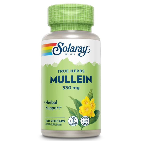 SOLARAY Mullein Leaf 330mg | Herbal Support for Healthy Respiratory, Bronchial & Immune Function | Vegan | 100 CT
