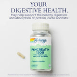 SOLARAY Pancreatin 1300 | Pancreatic Digestive Enzymes Plus Papaya for Healthy Digestion Support | 90 VegCaps, 90 Serv.