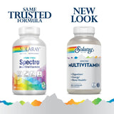 SOLARAY Spectro Multivitamin, No Iron | Cal/Mag, Energizing Greens & Herbs w/Digestive Enzymes | 42 Serv | 250 Caps