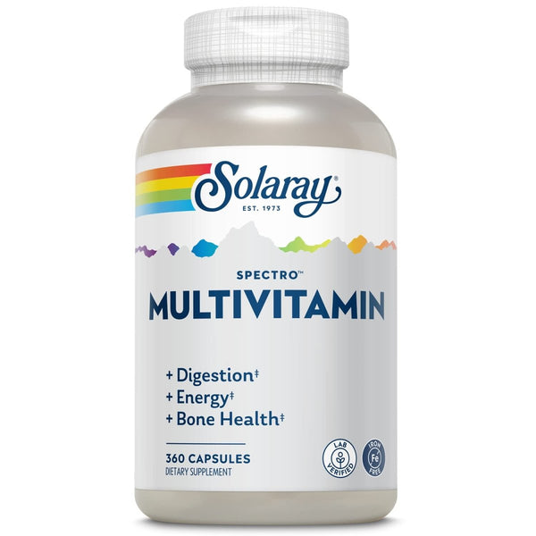 SOLARAY Spectro Multivitamin, No Iron | Cal/Mag, Energizing Greens & Herbs w/Digestive Enzymes | 42 Serv | 250 Caps