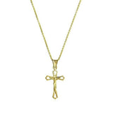 Solid 10K Yellow Gold Diamond Cut Cross Necklace