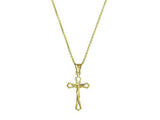 Solid 10K Yellow Gold Diamond Cut Cross Necklace