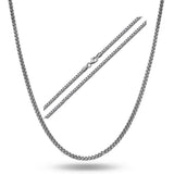 Solid .925 Sterling Silver Rhodium Plated 1.1mm Franco Chain