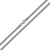 Solid .925 Sterling Silver Rhodium Plated 1.1mm Franco Chain