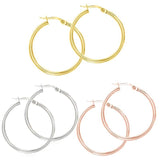 Solid Sterling Silver Plain French Lock Hoops