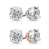 Solid Sterling Silver Round Crystal Studs
