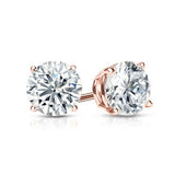 Solid Sterling Silver Round Crystal Studs