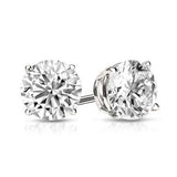 Solid Sterling Silver Round Crystal Studs
