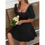 Solid Tie Back Flounce Hem Dress