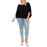 Solid Top Featuring Flattering Wide Sleeves