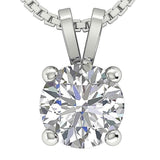 Solitaire Pendant I2 H 1.03 Ct Round Cut Diamond Four Prong Set 14K White Gold