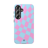 BLUE PINK CURVY CHECKERBOARD | Tough Phone Case