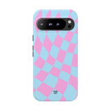 BLUE PINK CURVY CHECKERBOARD | Tough Phone Case