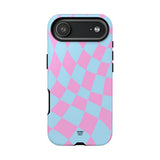 BLUE PINK CURVY CHECKERBOARD | Tough Phone Case