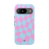 BLUE PINK CURVY CHECKERBOARD | Tough Phone Case