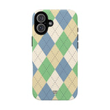 GREEN BLUE BEIGE ARGYLE | Tough Phone Case