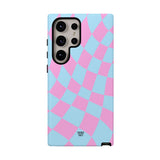 BLUE PINK CURVY CHECKERBOARD | Tough Phone Case