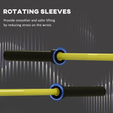 Soozier 7.2ft Weight Bar, Olympic Bar with Rotating Sleeves, Non-Slip Knurling Grip, 1500lbs Weight Capacity, Yellow