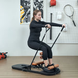 Soozier Foldable Sissy Squat Machine, Hip Thrust Machine with Push Up Stand, Multipurpose Glute Workout Equipment, Black