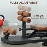 Soozier Foldable Sissy Squat Machine, Hip Thrust Machine with Push Up Stand, Multipurpose Glute Workout Equipment, Black