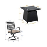 Sophia & William Outdoor Gas Fire Pit Table Set W/ Cushioned Swivel Dining Chairs, 5PCS (SAK63872)