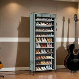 Spacious 9-Grid Non-Woven Fabric Alloy Structure Wardrobe with Dust Cover