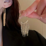 Sparkling Tassel Design Dangle Earrings
