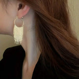 Sparkling Tassel Design Dangle Earrings