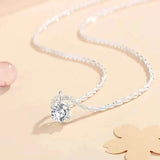 Sparkling Wave-Shaped Six-Claw Single Zirconia Pendant Necklace