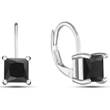 Square Cut Gemstone Leverback Earrings