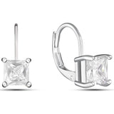 Square Cut Gemstone Leverback Earrings