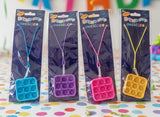 Square Pop Fidget Necklace — Choose From Bright Solid Color or MultiColor-Sold Individually